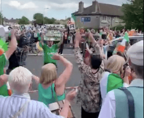 WATCH: Crowds gathered in Walkinstown today to celebrate Jack Charlton
