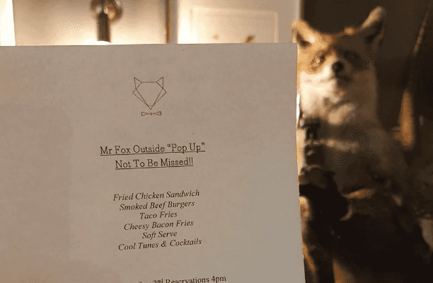 Mr Fox and BAR 1661 are holding an outdoor pop up over the next two weekends