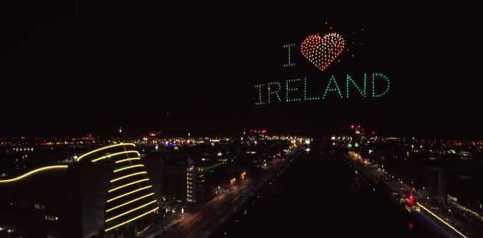 WATCH: Dublin skyline illuminated by 500 drones for stunning St Patrick’s Day light display