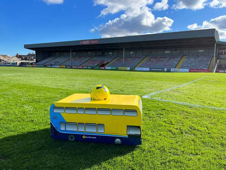 Miniature Dublin Bus deployed as official match ball carrier at Dalymount Park