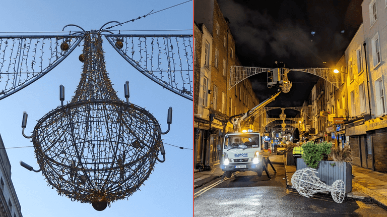 Christmas lights spotted going up in Dublin yesterday despite 20°C+ temperatures