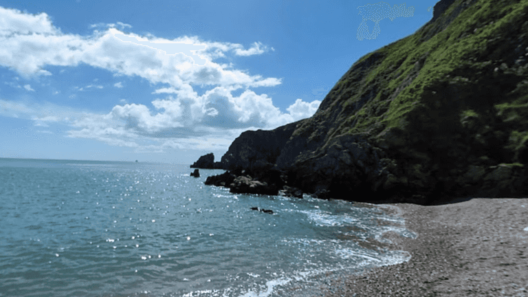People just discovering tiny beach a bus trip away from Dublin city with crystal clear water