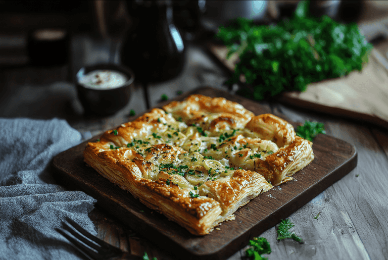 Leeks are the star of the show with this delicious Leek, Blue Cheese & Thyme Tarte Tatin –  A Flaky, Savoury Delight