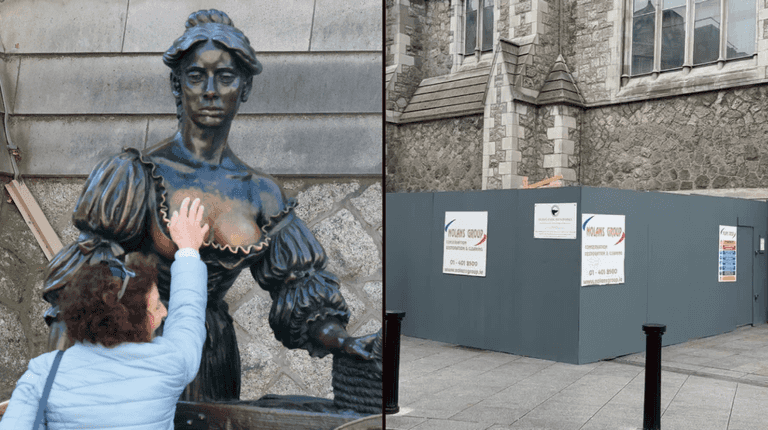 Molly Malone statue boarded up amid controversial touching debate