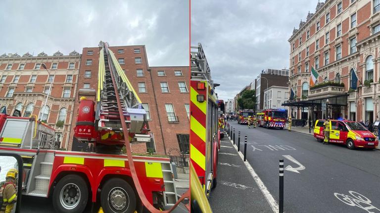 Staff and guests of the Shelbourne Hotel evacuated after fire broke out