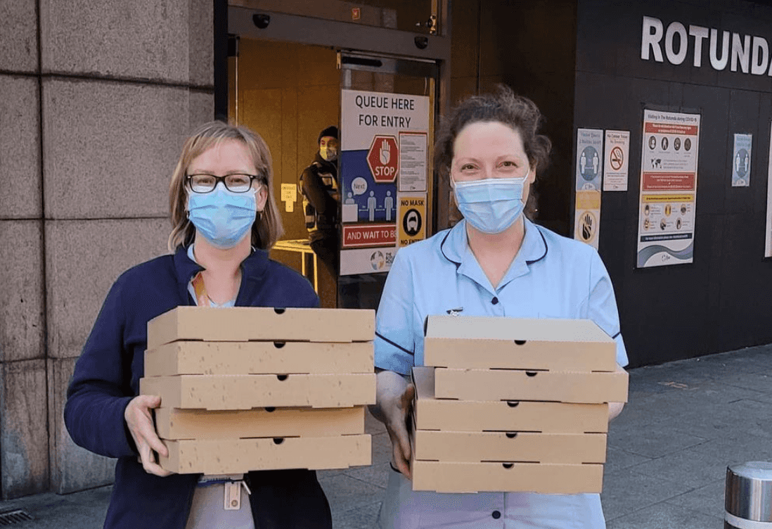 Local restaurant One Society shares photos of frontline staff enjoying generous free food delivery