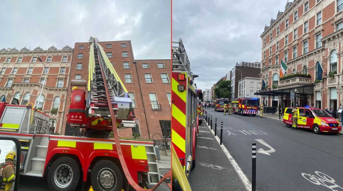 Staff and guests of the Shelbourne Hotel evacuated after fire broke out